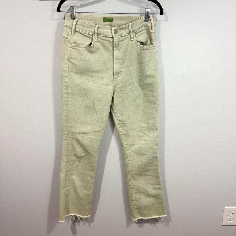 MOTHER The Insider Ankle Fray Jeans Iceberg Green Size 30